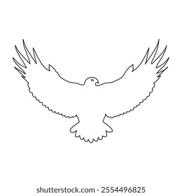 Line Art Bird Silhouette. One Continuous Simple Bird Mascot Logo Icon. Black Outline Bird Isolated on White Background