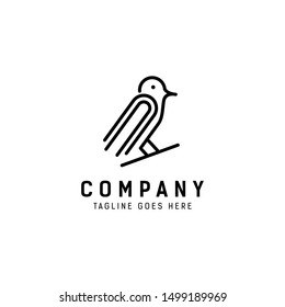 line art bird stand geometric outline logo icon vector template