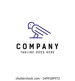 line art bird stand geometric outline logo icon vector template