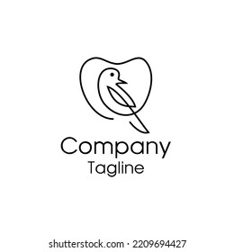 LINE ART bird Teeth Logo; Modern, unique, simple and techie lettermark tooth logo for dentist, orthodontics and toothpaste brand. Conveys sleek, cool, stylish and professional services.