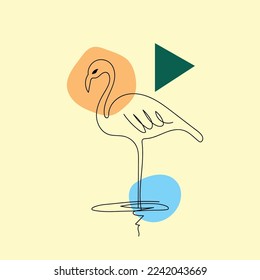 Line Art Bird Vector Cartoon Illustration Heron Decorative sign for wall art design, zoo alphabet, children coloring, web