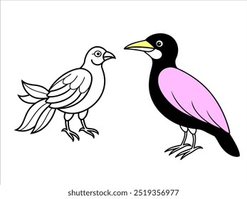 Diseño de Ilustración vectorial de pájaros de arte de línea.