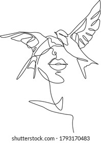Line art, birds, continuous line vector