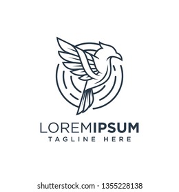 Line art birds logo design template