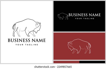 line art bison logo design