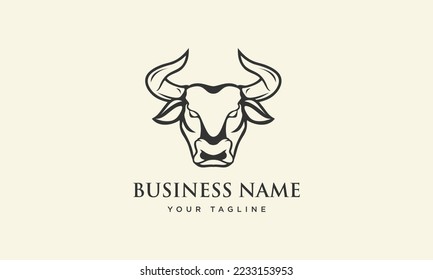 line art bison logo template