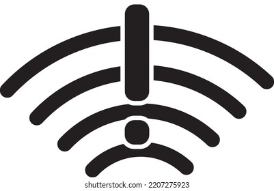 Line Art Black Color Weak Wifi Signal Icon White Background