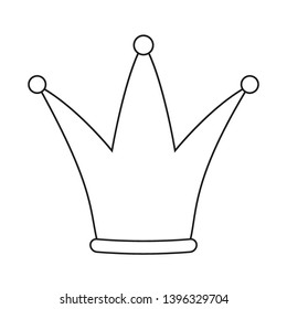 Line art black and crown. Fantasy party props. Birthday themed vector illustration for icon, stamp, label, certificate, brochure, gift card, poster, coupon or banner decoration