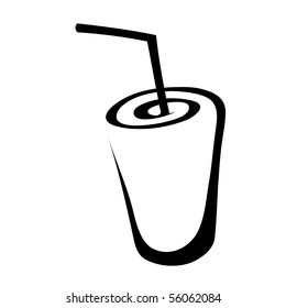 Line art black drink isolated on white