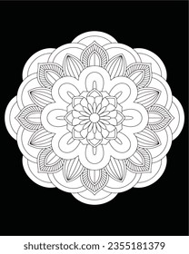 line art Black mandala for adults. coloring page
