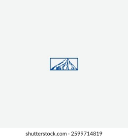 Line Art Black Mountain sign stock vector.
