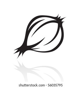 line art black onion isolated on white