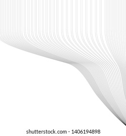 Line art black pattern curved lines asymmetric shape isolated on white vector background empty blank template