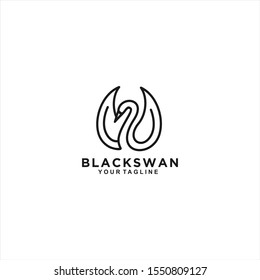 Line Art Black Swan Logo Design