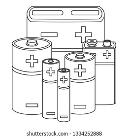 Line Art Black White Battery Set Stock Vector (Royalty Free) 1334252888 ...