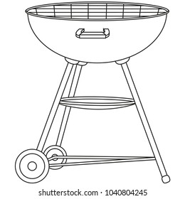 Line Art Black White Bbq Grill Stock Illustration 1071427802 