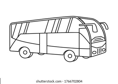 Line art black and white bus. Modern transport method. Travel themed vector illustration for icon, label, certificate, ticket, coupon or sale banner decoration