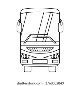 Line art black and white bus front view. Modern transport method. Travel themed vector illustration for icon, label, certificate, ticket, coupon or sale banner decoration