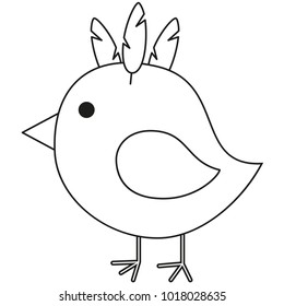 Line art black and white chicken chick icon poster. Coloring book page for adults and kids. Vector illustration for gift card, flyer, certificate or banner, icon, logo, patch, sticker