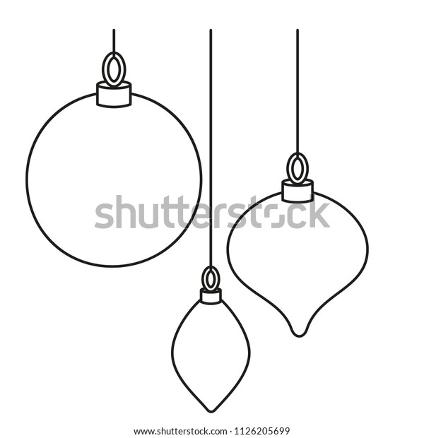 Line Art Black White Christmas Tree Stock Vector (Royalty Free) 1126205699