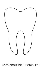 Line art black and white clean healthy tooth. Proper oral hygiene concept. Dental care vector illustration for icon, sticker, logo, stamp, label, badge, certificate, leaflet or banner decoration