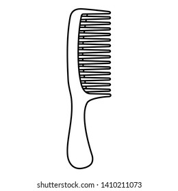 Line art black and white comb. Everyday hair care tool. Hairdresser equipment vector illustration for icon, stamp, label, certificate, brochure, leaflet, poster, coupon or banner decoration