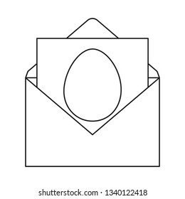 Line art black and white easter party invitation. Spring holiday letter. Christian holiday vector illustration for stamp, label, certificate, brochure, gift card, poster, coupon or banner decoration