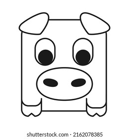 Line art black and white geometric stylized pig. Domestic cartoon animal. Farm themed vector illustration for icon, stamp, label, badge, sticker, gift card, or coloring book page.