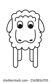 Line art black and white geometric stylized sheep. Domestic cartoon animal. Farm themed vector illustration for icon, stamp, label, badge, sticker, gift card, or coloring book page.
