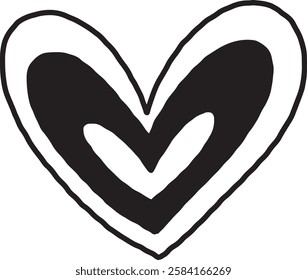 line art black and white heart