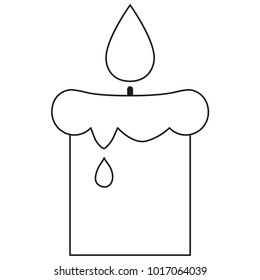 Line art black and white lighted candle icon poster. Coloring book page for adults and kids. Vector illustration for gift card, flyer, certificate or banner, icon, logo, patch, sticker