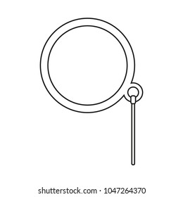 Line art black and white monocle. Hipster vector illustration for gift card certificate sticker, badge, sign, stamp, logo, label, icon, poster, patch, banner invitation