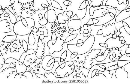 Line art black and white nature background vector art