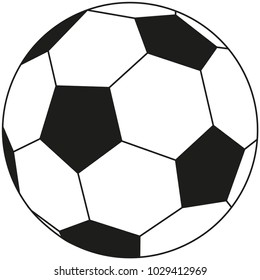 Line art black and white soccer football ball icon poster. Sport vector illustration for gift card, flyer, certificate or banner, icon, logo, patch, sticker