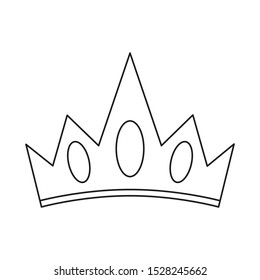 Line art black and white tiara. Medieval festival props. Fairy tale theme vector illustration for icon, stamp, label, certificate, gift card, invitation, coupon or sale banner decoration