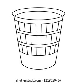 Line art black and white trash can. Kitchen garbage container.. Waste disposal themed vector illustration for icon, logo, stamp, label, emblem, certificate, leaflet, brochure or banner decoration
