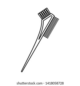 Line art black and white two side hair dye brush. Beauty salon tool. Hairdresser equipment vector illustration for icon, stamp, label, certificate, brochure, leaflet,  coupon or banner decoration