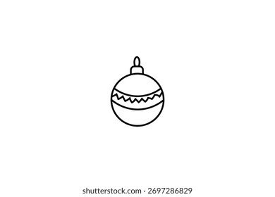 Línea de arte de Vector blanco y negro contorno bola de Navidad aislado en un fondo blanco. Juguetes de Festiva para colorear