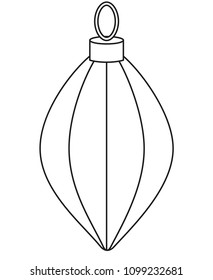 Line art black and white xmas tree decoration. Coloring book page for adults and kids. Holiday themed vector illustration for icon, sticker, patch, label, sign, badge, certificate or gift card