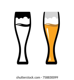 Line Art Blazon with Pint of Beer - Vector Illustration
