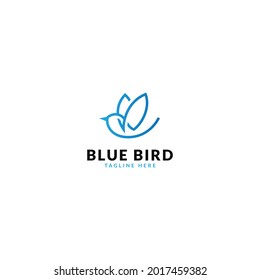 line art blue bird logo design. logo template