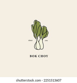 Line art bok choy drawing