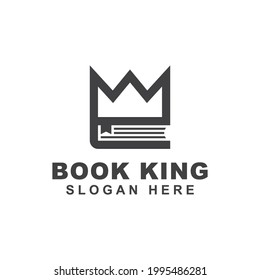 Line Art Book Kings Library, Education, Book Store Logo Design