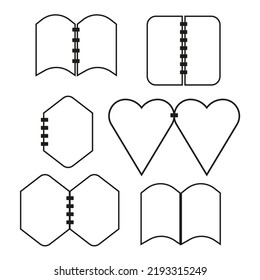 Line art books icons different shapes. Education, knowledge, study concept. Vector illustration. stock image. 