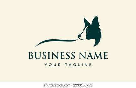 line art border collie logo