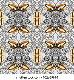 Line art border for design template. Eastern style element. Vector illustration for invitations, cards, web page. Golden element on white background. Golden outline floral decor.
