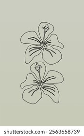 Line art botanical background illustration. Botanical wall art painting poster