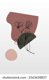 Line art botanical background illustration. Botanical wall art painting poster
