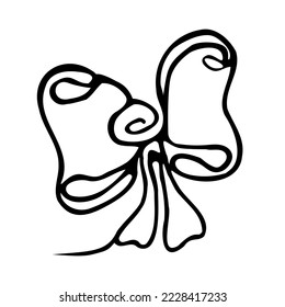 Line art bow on the white backgraund. Coloring page Vector illustration. Pattern for coloring, icons and website design, also suitable for print and covers.