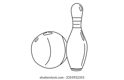 line art of bowling ball and pins